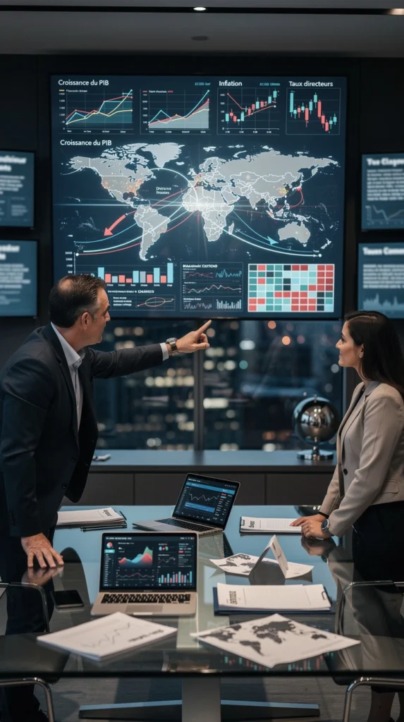 deux personnes analysent l'évolution des marchés financiers deux personnes analysent l'évolution des marchés financiers
